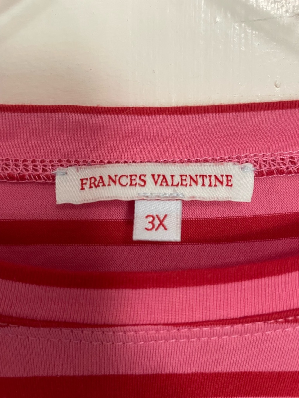Frances Valentine Pink and Red Striped Long Sleeve Tee size 3x - Picture 5 of 6